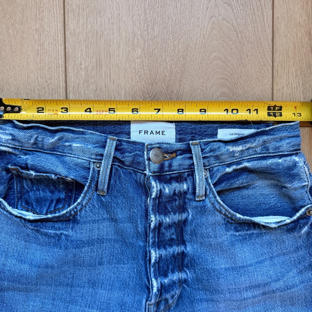 Frame Denim Le Original high rise Light Blue distressed cropped Jeans size 24 - Picture 12 of 16